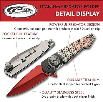 Amazon.com: SZCO 7.75” Red Titanium Finished Predator EDC